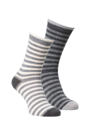 Fellhof Alpacawollen sokken kind gestreept duopack