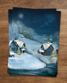 Iris Esther - Ansichtkaart Winter Village