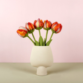 Sjaal met een verhaal - Vilten bloem Roze tulp