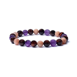 Armband tijgeroog met zonnesteen en amethist