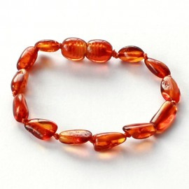 Barnsteen armbandje baby/peuter cognac  flat