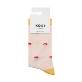 Miss Sparrow sokken bamboe Mushrooms pink 37-41