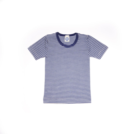 Cosilana wolzijden shortsleeve marine gestreept, maat 128
