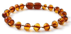 Barnsteen armbandje volwassenen cognac round met draaisluiting