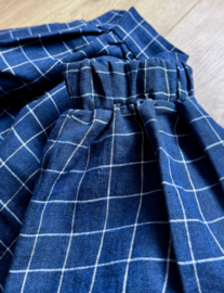 Simply Grey Linen skirt navy white grid