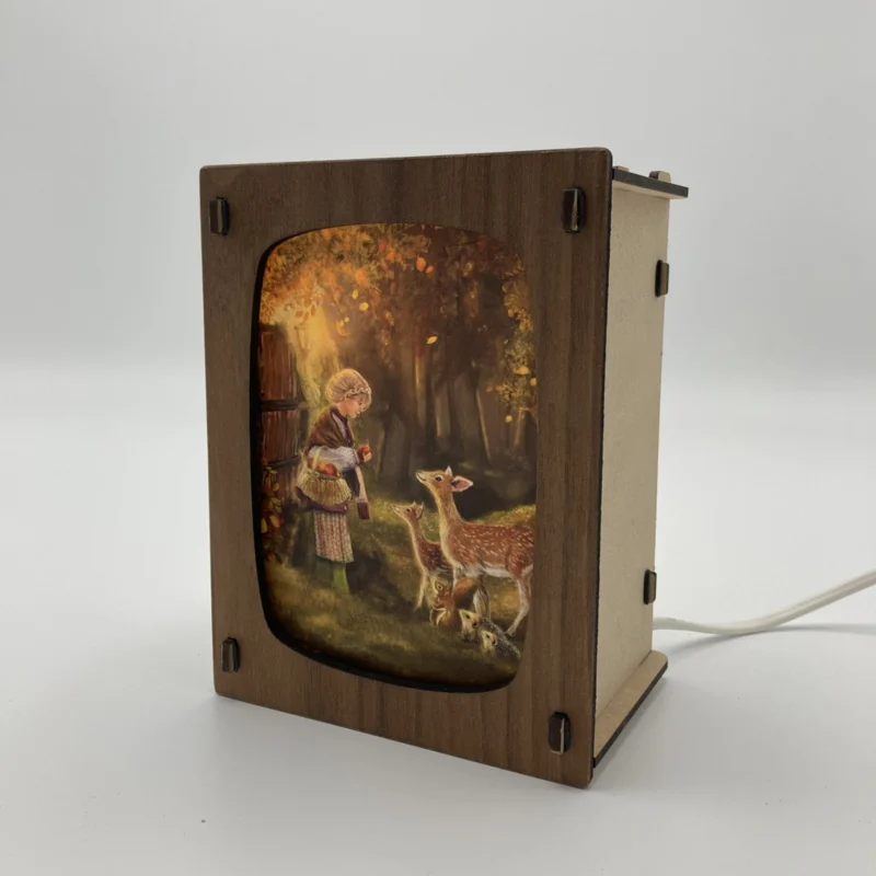 Het Houtlokael - postkaartenlamp Walnoot