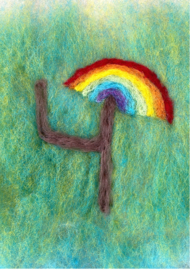 Het Wol Feetje - Ansichtkaart Cijfer 4 regenboog