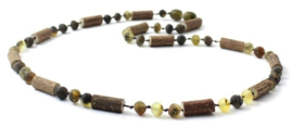 Barnsteen ketting volwassenen olive met hazelwood