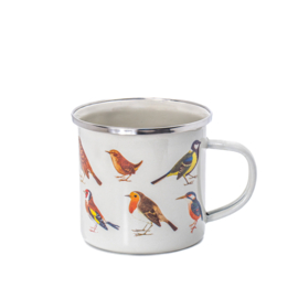 Emaille beker - Vintage Birds