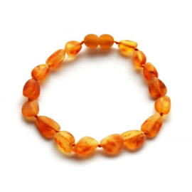 Barnsteen armbandje volwassenen honey raw flat met draaisluiting en extra lengte