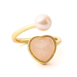 Verstelbare ring met rozenkwarts