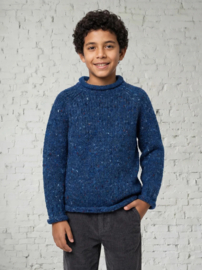 Aran Woollen Mills kids Roll Neck Raglan Tweed Navy