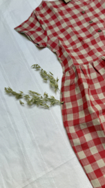 Simply Grey dames linnen  Hinterland dress met korte mouw, red checks