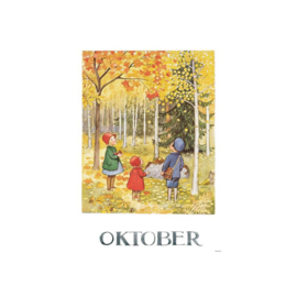 Elsa Beskow Ansichtkaart maand Oktober