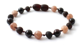 Barnsteen armbandje kind cherry met zonnesteen en granaat