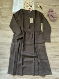 Simply Grey dames linnen  Hinterland dress Chocolate