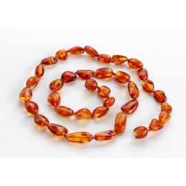 Barnsteen ketting volwassenen cognac flat, 45 cm