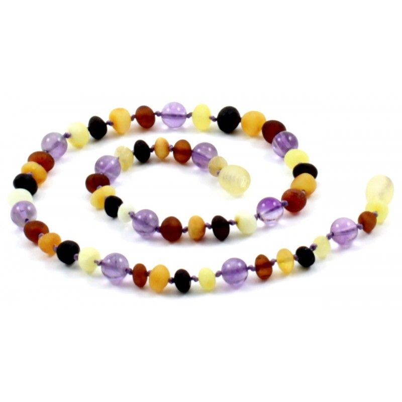 Barnsteen ketting baby/peuter multicolor raw met amethist