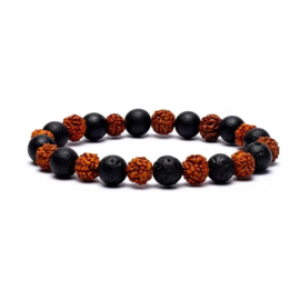 Armband rudraksha/lavasteen elastisch