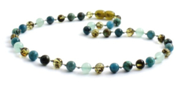 Barnsteen ketting kind groen met apatiet, aventurijn en turquoise