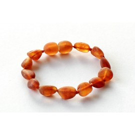 Barnsteen armbandje baby/peuter cognac raw  flat