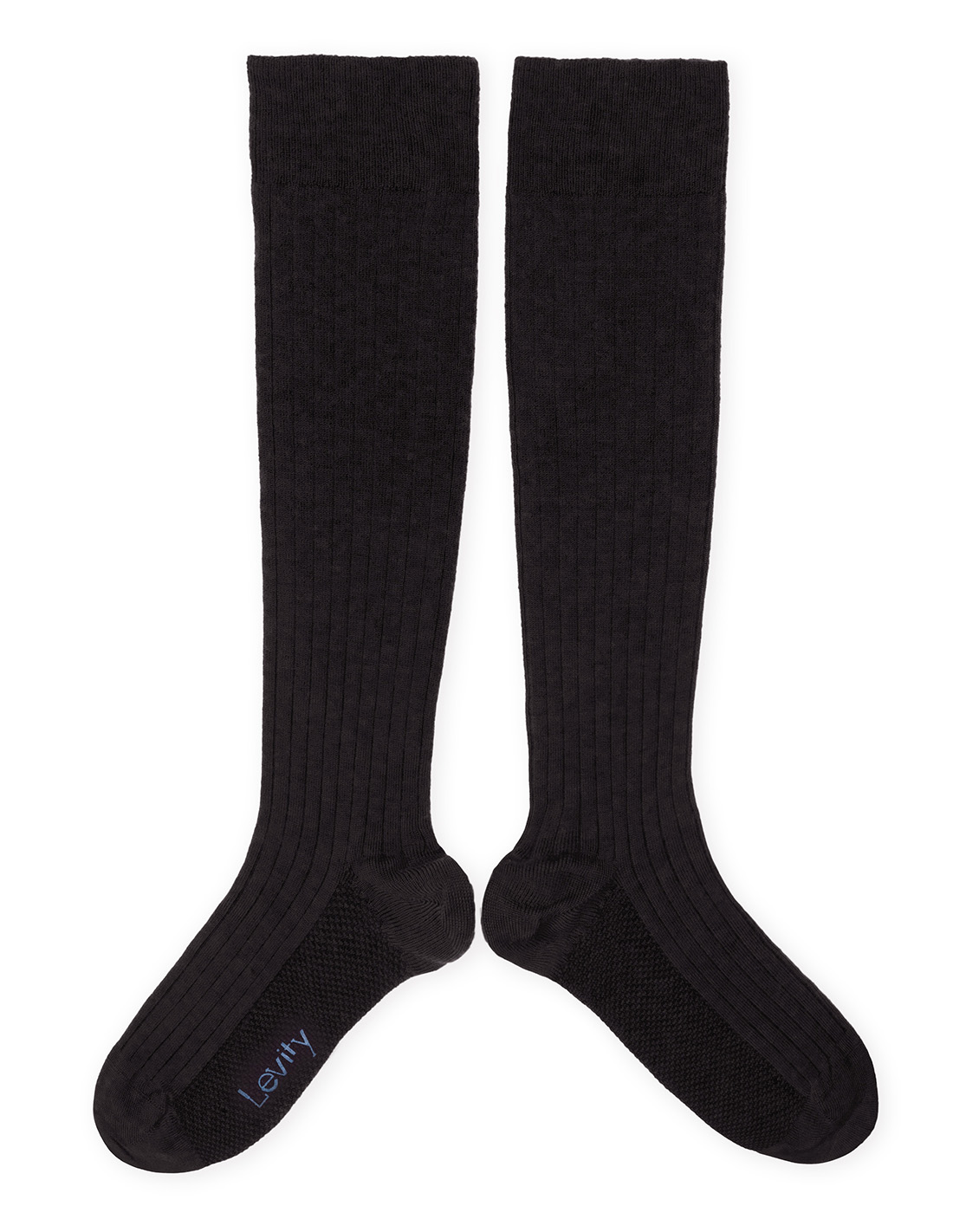 Levity Energising Ribbed Merino Wool Socks - Noir de Charbon