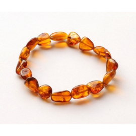 Barnsteen armbandje volwassenen cognac flat
