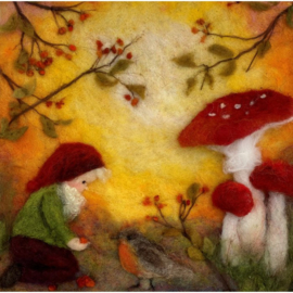 Ann Galland - Toverplaat Kabouter met paddenstoelen