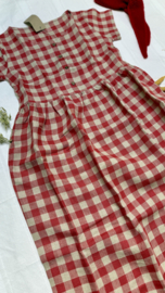 Simply Grey dames linnen  Hinterland dress met korte mouw, red checks