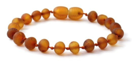 Barnsteen armbandje volwassenen cognac raw met draaisluiting