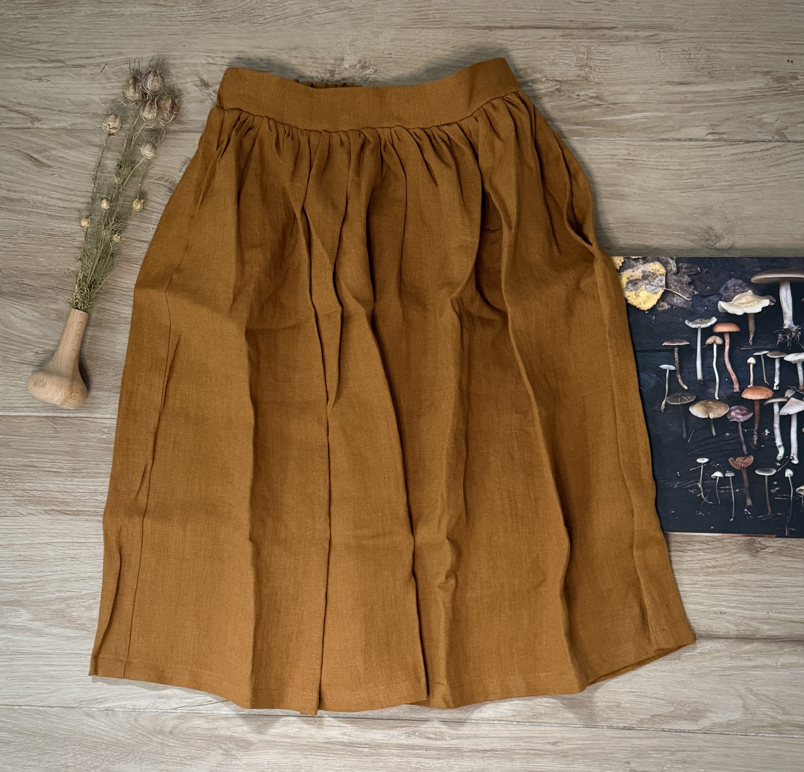 Simply Grey dames linnen rok Honey Ochre