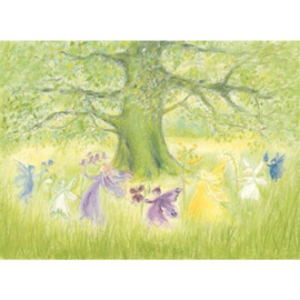 Marjan van Zeyl - Ansichtkaart elfenkinderen om de boom