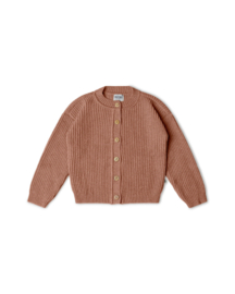 Matona Kids Round neck cardigan rose cashmere wool blend