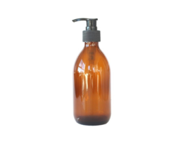 Glazen pompflesje 300 ml amber