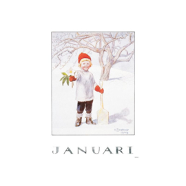 Elsa Beskow Ansichtkaart maand Januari