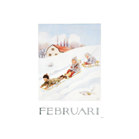 Elsa Beskow Ansichtkaart maand Februari