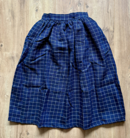 Simply Grey Linen skirt navy white grid