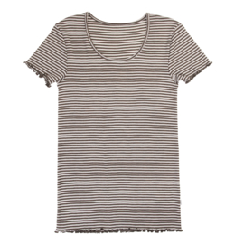 Joha  wollen shirt met korte mouwen dames brown stripes