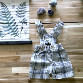 Simply Grey Kids linnen salopet shorts vintage checks