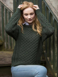 Aran Woollen Mills - Damesvest merino moss