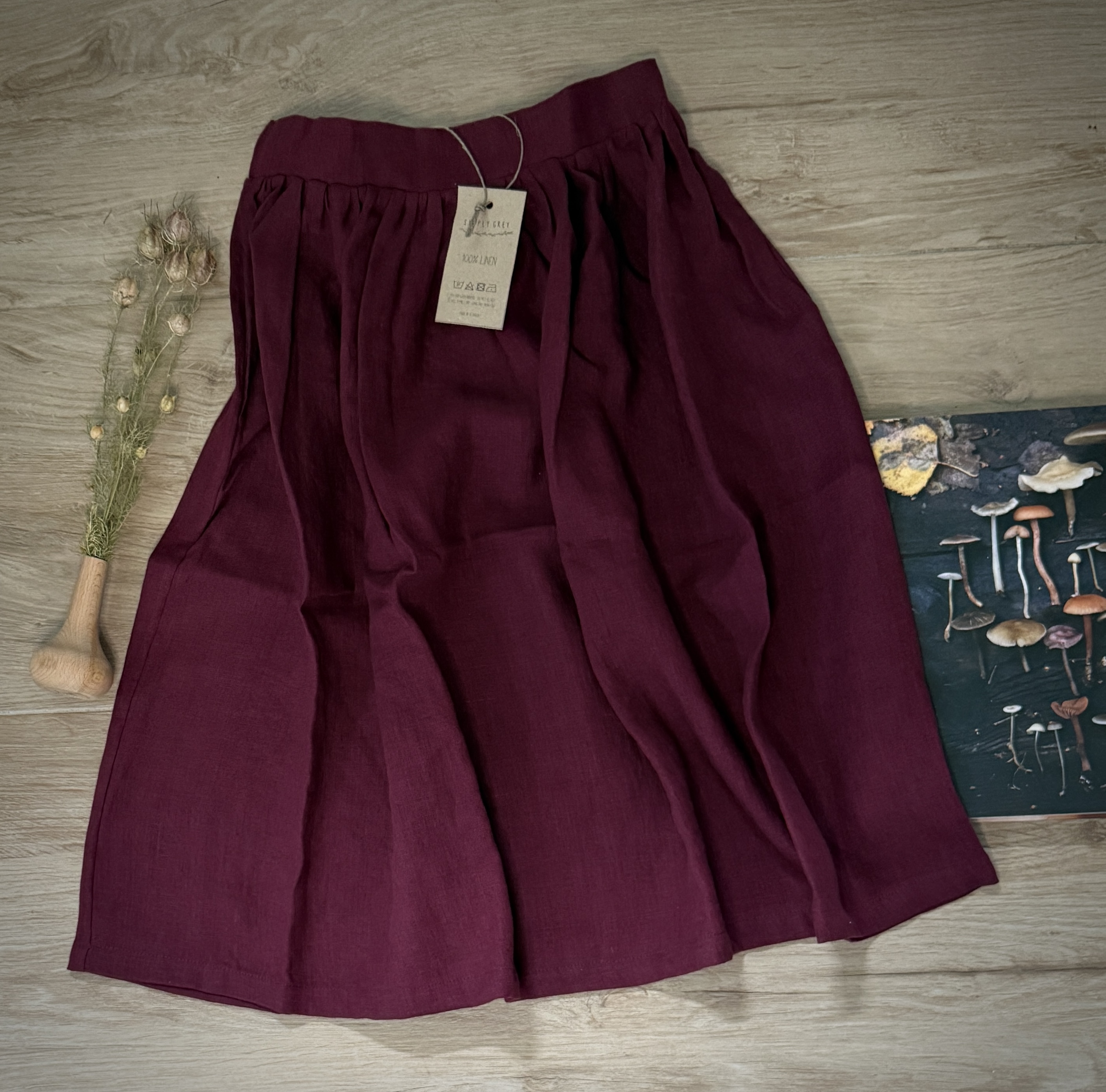 Simply Grey dames linnen rok Plum