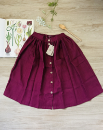 Simply Grey dames Linnen doorknoop rok Plum