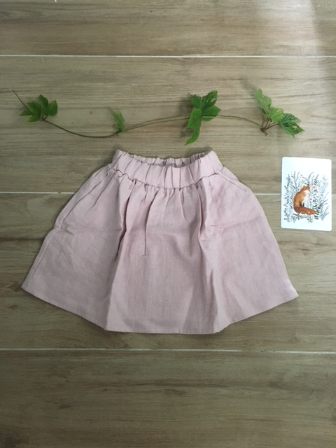 Simply Grey Kids linnen rok dusty pink, 3-4 jaar