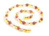 Barnsteen ketting volwassenen lemon met rozenkwarts en zonnesteen