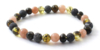 Barnsteen armbandje volwassenen olive en cherry met lava en zonnesteen