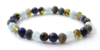 Barnsteen armbandje volwassenen olive met lapis lazuli en aquamarijn