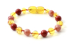 Barnsteen armbandje kind honey met rode jaspis en zonnesteen