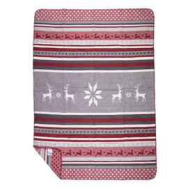 Plaid herten rood/grijs 130x180 cm