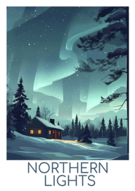 A4 Poster Northern Lights (huis)