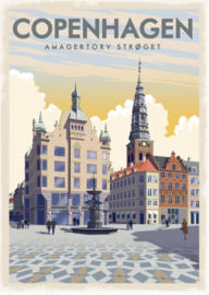 A4 Poster Copenhagen Amagertorv Strøget